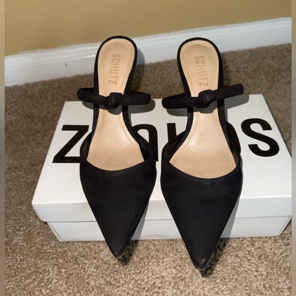 SCHUTZ Black Pointed Toe Heels - Picture 2 of 7